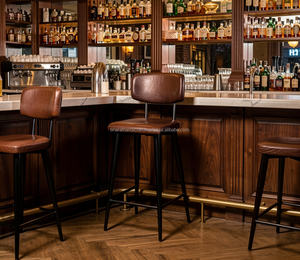 Silla de Barra Moderna con Estructura Metálica, Asiento Acolchado Confortable y Respaldo Soportador para Isla de Cocina o Desayunador - Product Image 2