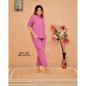 Beau cordon en tissu flammé en coton lourd meilleure qualité (longueur courte 29 ") chemise pour femme boutons en bois Khadi (news.com ाissi') Flex Cotton - Product Image 6