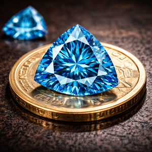 Moissanite bleue de laboratoire taille trillion 1 carat |   Pierre précieuse en vrac couleur D VVS1 7x7mm, haute luminosité, vente en gros - Product Image 1