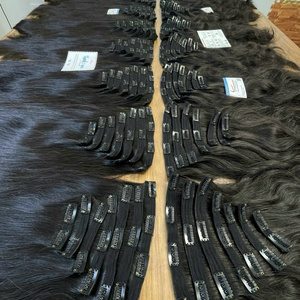 Extensions de cheveux naturels lisses de haute qualité à clipser, 100% cheveux humains vietnamiens, doux et brillants, fournisseur de cheveux vierges - Product Image 1