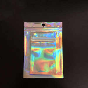 Sachets refermables holographiques miniatures en PVC givré, thermoscellables, pour bijoux, en plastique recyclable et réutilisable, avec logo personnalisé, vente en gros - Product Image 4