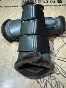 BRAND ZONE Equine Boots Patent Leather Horse Tendon Brushing Boots Splint Boots with 8MM Neoprean and Faux Fur <b>Equestrian</b> horse - Product Image 5