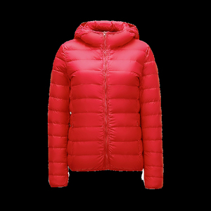 Fabrication OEM ODM sur mesure de vestes d'hiver chaudes à capuche pour femmes, manteau léger en duvet orange, veste extérieure entièrement zippée, usine de fabrication - Product Image 6