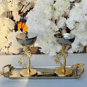 Juego de Quemadores de Incienso de Lujo con Diseño de Palmera Dorada, Bandeja de Metal, Mabkhara Árabe, Porta Incienso Ecológico, Apto para Lavavajillas, Decoración del Hogar - Product Image 2