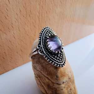 Anillo de Amatista Chapado en Plata de Ley, Hecho a Mano, Estilo Art Deco, Joyería con Piedras Preciosas para Mujer, Regalo Elegante para Bodas y Fiestas - Product Image 6