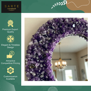 Nouveau Miroir Moderne en Améthyste Écologique, Fait Main, Lumineux, avec Cadre en Pierre Naturelle, Centre de Table pour Espace Spirituel et Décoration Intérieure, pour la Guérison - Product Image 5