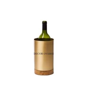 Superior Quality Metal Fully High Grade Gold Plated <b>Prime</b> Quality Metal Made Wine And Beer <b>Bottle</b> Chiller With Wooden Base - Product Image 1