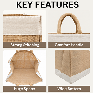 Premium <b>Jute</b> <b>Shopping</b> Tote <b>Bag</b> with cotton rope Handles Eco Friendly Reusable Grocery Retail Promotional Gift Carry <b>Bag</b> - Product Image 5