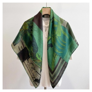Women's Square Silk Scarf Tropical Print Elegant Multi-Functional Fashion Accessory All Seasons - Product Image 1
