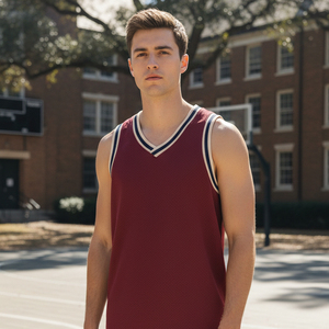 Ensemble d'uniformes de basketball personnalisés haut de gamme, tissu en maille 100 % polyester, jersey et shorts de basketball respirants pour hommes et jeunes - Product Image 6