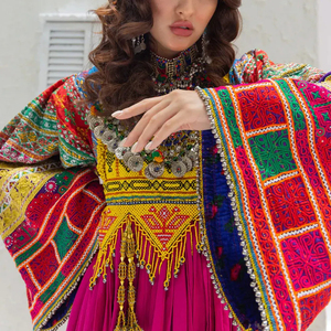 New Arrival Modern Tone Knee-Length Afghan Kuchi Wedding <b>Dresses</b> Handmade Multicolor Tribal Appliques Afghan Kuchi <b>Dress</b> - Product Image 3