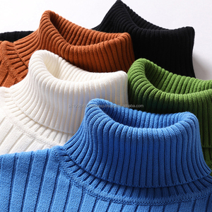 Hiver Automne Pulls pour hommes Couleur solide Col roulé Vêtements pour hommes Pull côtelé tricoté Pull à col roulé pour hommes - Product Image 6