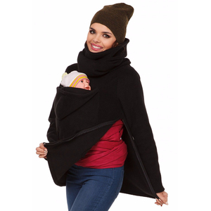 Sweat-shirt de maternité 3 en 1 pour femme avec porte-bébé amovible, poche kangourou, fermeture éclair, polaire, vêtement d'extérieur pour l'hiver - Product Image 4