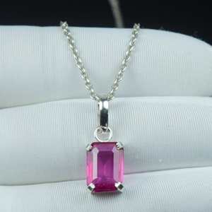 จี้ไพลินสีชมพูมรกต เงินแท้ 925 ทำด้วยมือ ของขวัญสุดพิเศษ สร้อยคอสำหรับลูกสาว แม่ เครื่องประดับ - Product Image 4