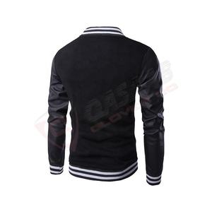 Men's Slim-Fit College-Baseball Letterman Bomber Varsity Jacket Coat Outdoor Fashion Street Wear Leather Sleeve For Students - Product Image 4
