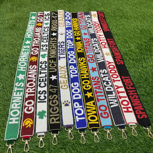 Sangle de sac personnalisée brodée, poignée perlée, bandoulière de remplacement, ceinture de supporter pour matchs sportifs, large sangle en perles de rocaille - Product Image 1