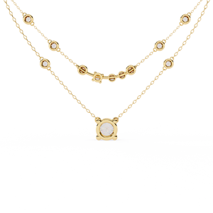 Collar de Joyería de Oro Amarillo de 10k, 14k y 18k con Diamantes en Capas, con un Brillante Colgante Solitario de Corte Redondo y Cadena con Engaste de Bisel - Product Image 4