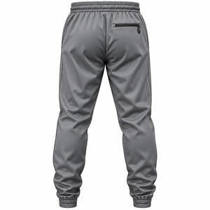Pantalon de survêtement personnalisé avec logo pour hommes et femmes, gris, taille élastique plate, cordon de serrage, poches, respirant, léger, 100% coton - Product Image 2