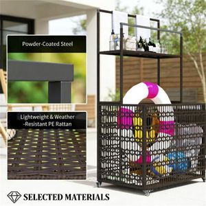 Armario de Almacenamiento Exterior Marrón, Estante para Flotadores de Piscina con Barra para Toallas, Unidad de Almacenamiento Multiusos - Product Image 4