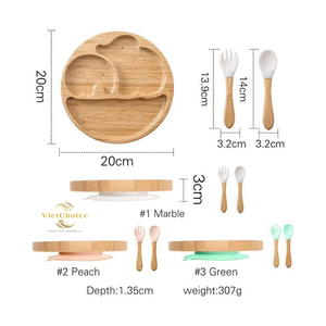 Assiette pour enfant en bambou naturel, écologique, assiette d'alimentation pour bébé, vaisselle pour enfants sûre, pour la vente en gros - Product Image 5