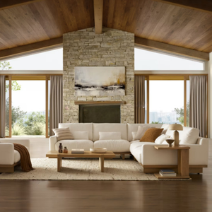 Ensemble de canapé sectionnel en forme de L moderne avec structure en bois et revêtement en tissu pour salon - Product Image 5