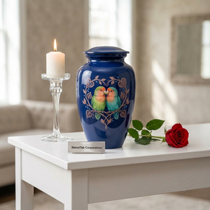 Love Birds Metal Urn Human <b>Ashes</b> Jars Handcrafted Decorative Cremation Urns Memorial Vase Funeral <b>Keepsake</b> Supplier Manufacturer - Product Image 2