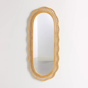 Full Big Size Natural Rattan <b>Frame</b> Mirrors Boho <b>Arch</b> Shaped Mirror Premium Quality Wholesale - Product Image 5