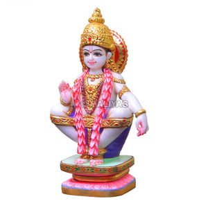 Marble Ayyappa Swamy Statue - 9 Inch | Handcrafted White Marble Lord Ayyappa Murti | Premium Hindu God Idol | MALIYAS Jaipur - Product Image 4
