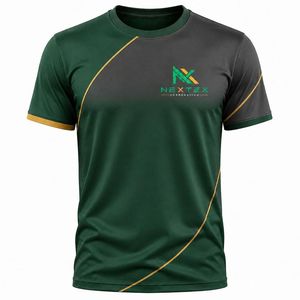 เสื้อยืดคอกลมแขนสั้นลายกราฟิกบล็อกสีสำหรับผู้ชาย - Product Image 5