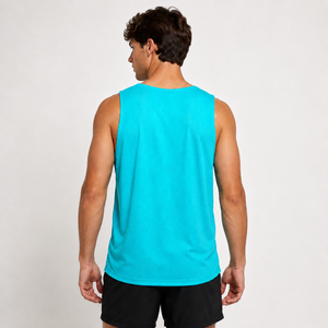 Venta al por mayor de camisetas sin mangas con cuello en V para hombre, de malla transpirable, ajuste atlético, chaleco deportivo de verano, color sólido. - Product Image 3