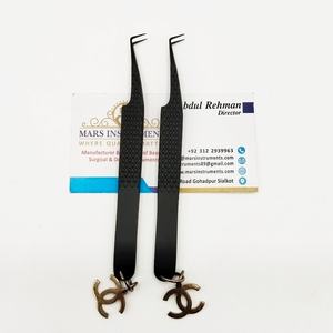 Pince à épiler tendance pour extensions de cils en acier inoxydable noir plasma, pince solide - Product Image 2