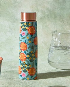 Premium Floral Print Copper Bottle – Leak-Proof Pure Copper Ayurvedic Water Bottle Eco-Friendly Designer <b>Drinkware</b> - Product Image 3
