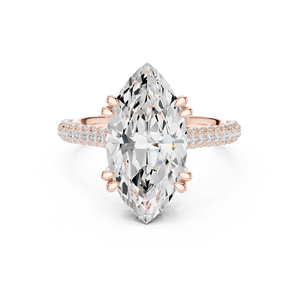 Bague de fiançailles Vinson Project élégante en moissanite taille marquise, style Art Déco, en acier inoxydable plaqué or 14 carats, six griffes - Product Image 1