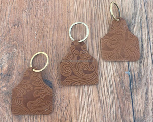 Nouveau fait à la main Western élégant en cuir gaufré porte-clés porte-clés imprimé floral porte-clés personnalisés en cuir véritable porte-clés - Product Image 2