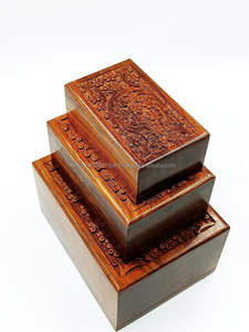 Caja de urna de madera de mango personalizada al por mayor para cenizas humanas, urna de cremación de madera grabada a medida para cenizas de adultos y suministros funerarios - Product Image 3