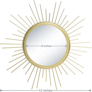 Modern Gold Metal Wall <b>Mirrors</b> Round Decorative Framed Sunburst Design for Home Interior Decor - Product Image 3