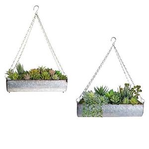 Juego de 3 macetas colgantes de metal galvanizado estilo rústico, estantes escalonados para ventana, decoración vintage para interiores y exteriores al mejor precio - Product Image 4