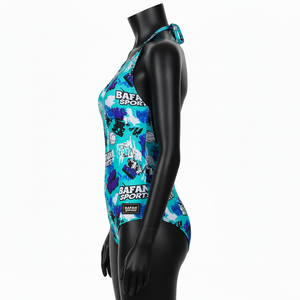 Traje de Baño para Mujer, Tela de Poliéster y Elastano, Estampado Gráfico Turquesa, Logotipo Personalizado por Sublimación - Product Image 6