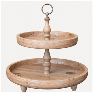Handcrafted 2 Tier Wooden Cake Stand & Farmhouse Serving Tray for <b>Wedding</b> Parties Mango Wood Cupcake Display Stand & Dessert - Product Image 4