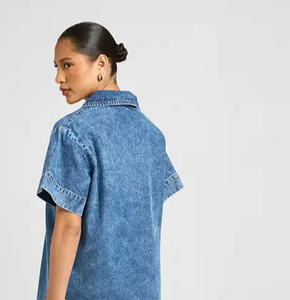 Vestido Vaquero Azul Clásico para Mujer, Moda Casual, Fabricante de Ropa al por Mayor con Etiqueta de Marca Personalizada OEM, Colección de Verano, Ropa de Boutique - Product Image 4