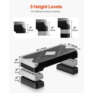 28 pollici allenamento aerobico Stepper grigio Cardio forza Fitness Step Deck 4 alzate antiscivolo casa palestra altezza panca - Product Image 4