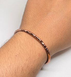 Handmade Pure <b>Copper</b> Slim Cuff Bangle Solid Metal <b>Copper</b> Craft Chiseled Notch Healing Jewelry For Men & Women Plain OEM - Product Image 4