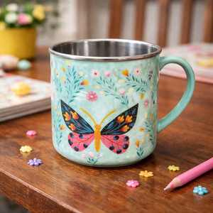 Mug en acier au design minimaliste avec poignée, tasse à café à double paroi, finition noire mate - Product Image 4