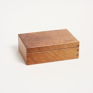 Boîte à bijoux en bois moderne écologique avec logo personnalisé, organisateur de rangement artisanal de qualité supérieure avec doublure en velours 182x128x85mm - Product Image 2