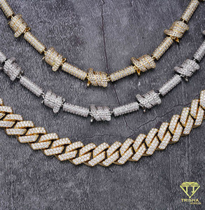 Chaîne cubaine en moissanite et diamant, en argent sterling 925, bijoux de luxe style hip-hop, collier pour hommes et femmes, importateurs de bijoux - Product Image 2