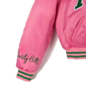 To Be An Pink <b>Vintage</b> <b>Bomber</b> <b>Jacket</b> Women Casual Retro Varsity Outerwear Lightweight Streetwear Zip Up Fashion Coat - Product Image 4