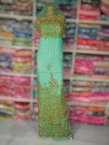 Meilleure qualité taffetas soie africaine George vêtements perlés travail manuel conception Net dentelle indien Headtie Wrappers - Product Image 4