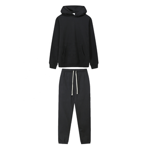 ชุดออกกำลังกายมีฮู้ดสำหรับผู้ชายและผู้หญิงชุดเสื้อกางเกงผ้าคอตตอน100% โอเวอร์ไซส์ผ้าคอตตอนพิมพ์โลโก้ - Product Image 3