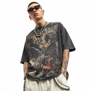 เสื้อยืดพิมพ์ลายทั้งตัวแบบสวมใส่สบายสำหรับผู้ชาย เสื้อยืดพิมพ์ลายไหล่ตก ผ้าฝ้ายโพลีเอสเตอร์ 100% เสื้อยืดพิมพ์ลายสำหรับผู้ชาย - Product Image 4