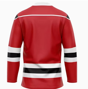 Camiseta de Hockey sobre Hielo para Hombre, Manga Larga, Cuello en V, Sublimada, 100% Poliéster, Absorbe la Humedad, Corte Regular, Ropa para Adultos - Product Image 2